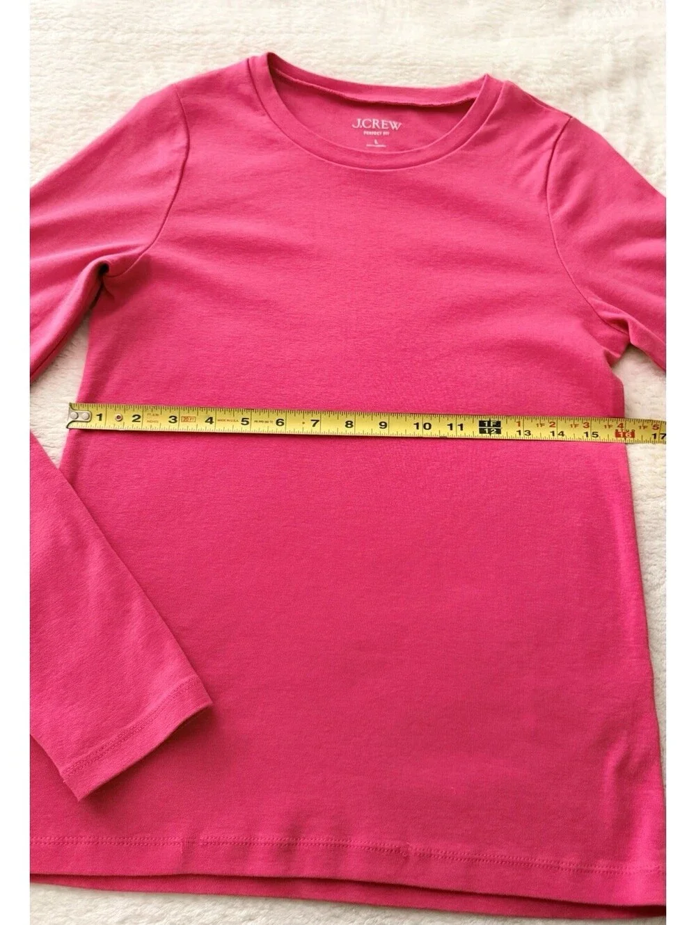 J.Crew Perfect Fit Womens L Pink Long Sleeve Cotton T Shirt Crew Neck